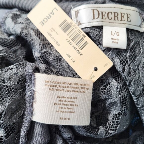 DECREE Armory Gray Ruffle Front Lace Back Open Cardigan - NWT Women's Large - Picture 5 of 6